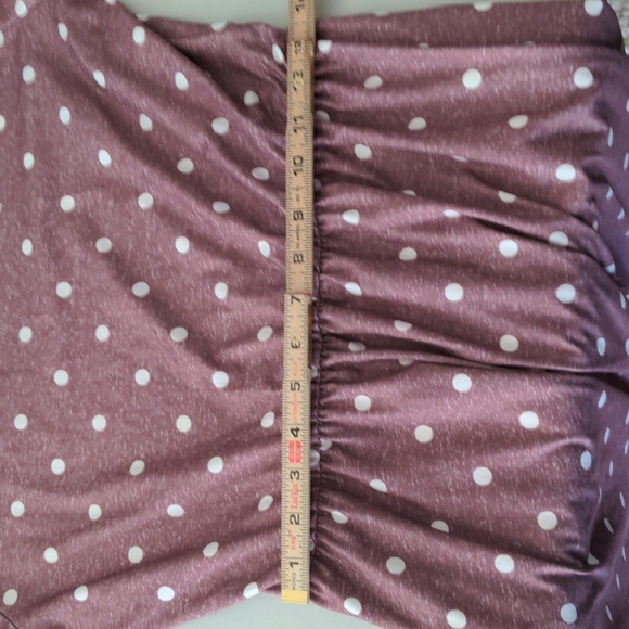 La la la Women's Size M Short Sleeve Polka Dot One Piece Popover Dress w/Pockets - Picture 9 of 10